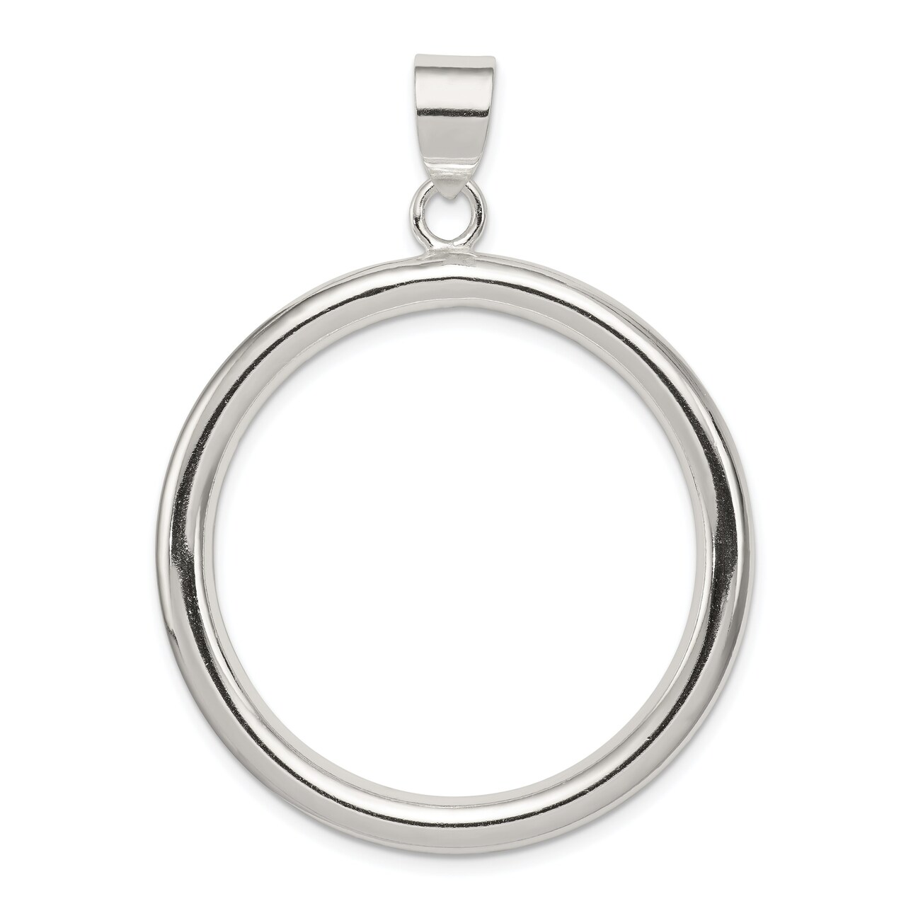 Sterling Silver Circle Pendant Charm Fashion Jewelry 51mm x 38mm